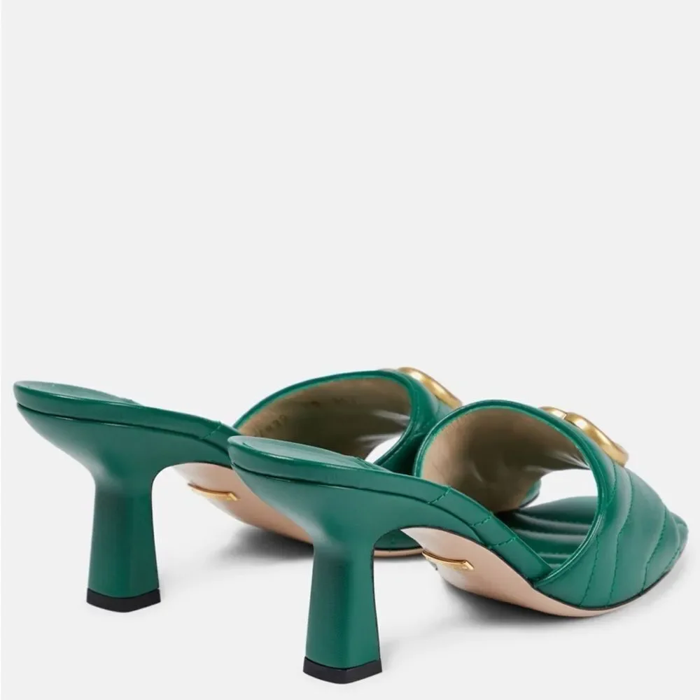 Brand new with box Gucci Double G leather sandals  gold hardware size 5